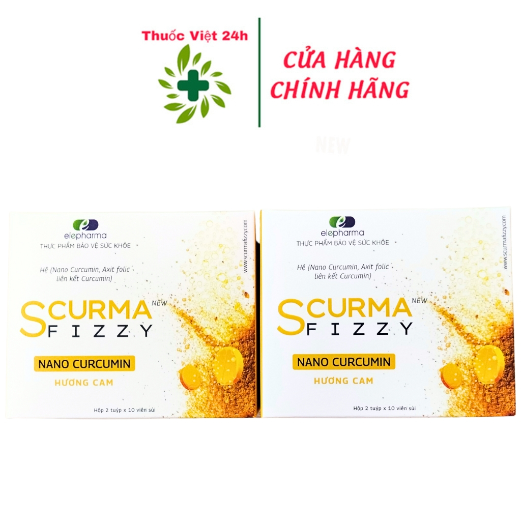 Viên Sủi Scurma Fizzy New - Giảm Đau Dạ Dày, Trào Ngược Hiệu Quả -  Hộp 2 Tuýp x 10 Viên - ThuocViet24h