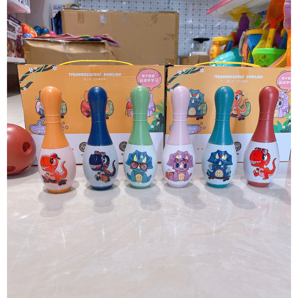 Đồ chơi ném bóng Bowling hình khủng long dễ thương cho bé trai và bé gái