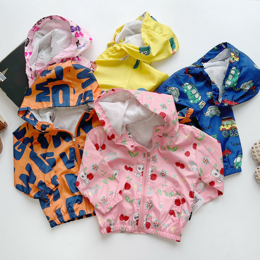 Áo khoác gió unisex quảng châu, áo gió hàng hai lớp lót cotton đẹp cho bé