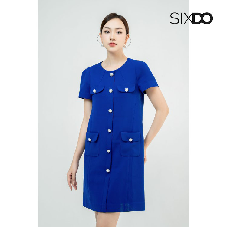 Đầm suông mini woven thời trang SIXDO (Dark Blue Straight Mini Woven Dress)