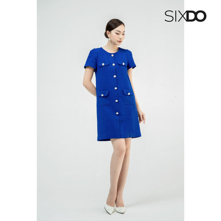 Đầm suông mini woven thời trang SIXDO (Dark Blue Straight Mini Woven Dress)