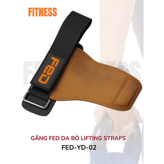 Găng tay tập gym chính hãng lifting straps FED-YD-02 ( 1 đôi), dây kéo lưng da bò.
