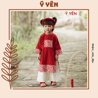 [Tiệm nhà Đậu] Ý Yên - Áo dài bé gái thiết kế cao cấp - thêu tay - kèm mấn