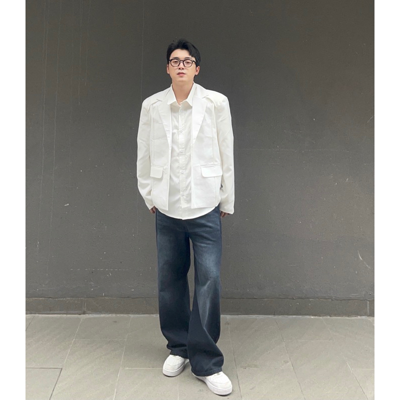 Áo Blazer OAO STUDIO form ngắn đen/trắng