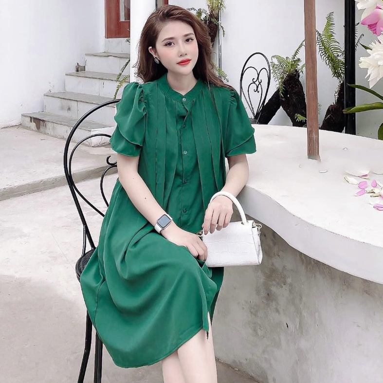 Đầm bầu công sở-Váy bầu thiết kế chất thái trượt đẹp suông 45-70kg-mẫu mới xinh sang chảnh cho mẹ bầu