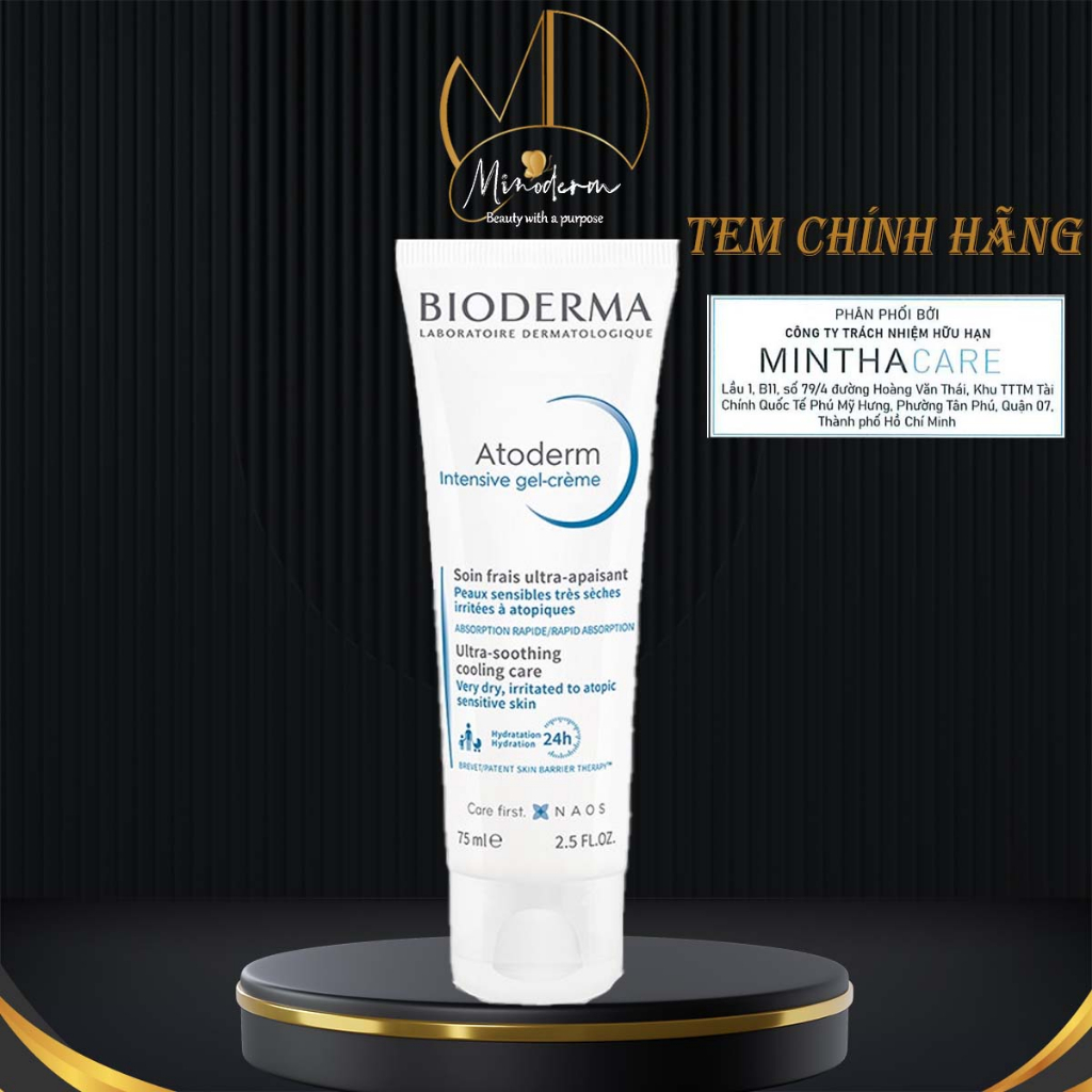 Kem dưỡng Bioderma Atoderm Intensive Gel Creme phục hồi, làm dịu, cấp ẩm chuyên sâu cho mọi loại da kể cả trẻ em 75ml