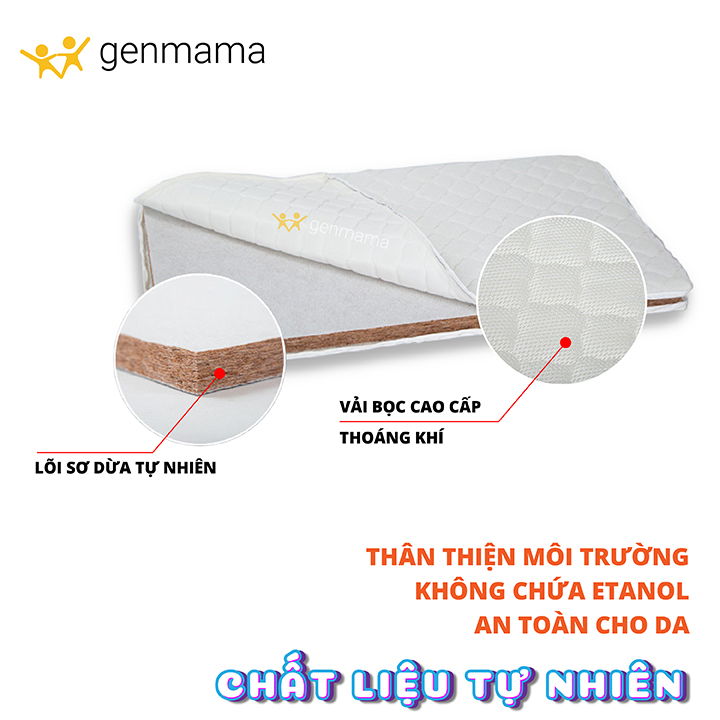 Nệm Xơ Dừa Cho Cũi Bé 100% Xơ Dừa Tự Nhiên, Thoáng Mát, Đệm Ngủ Cho Bé Sơ Sinh, Đệm Cũi Cho Bé Genmama
