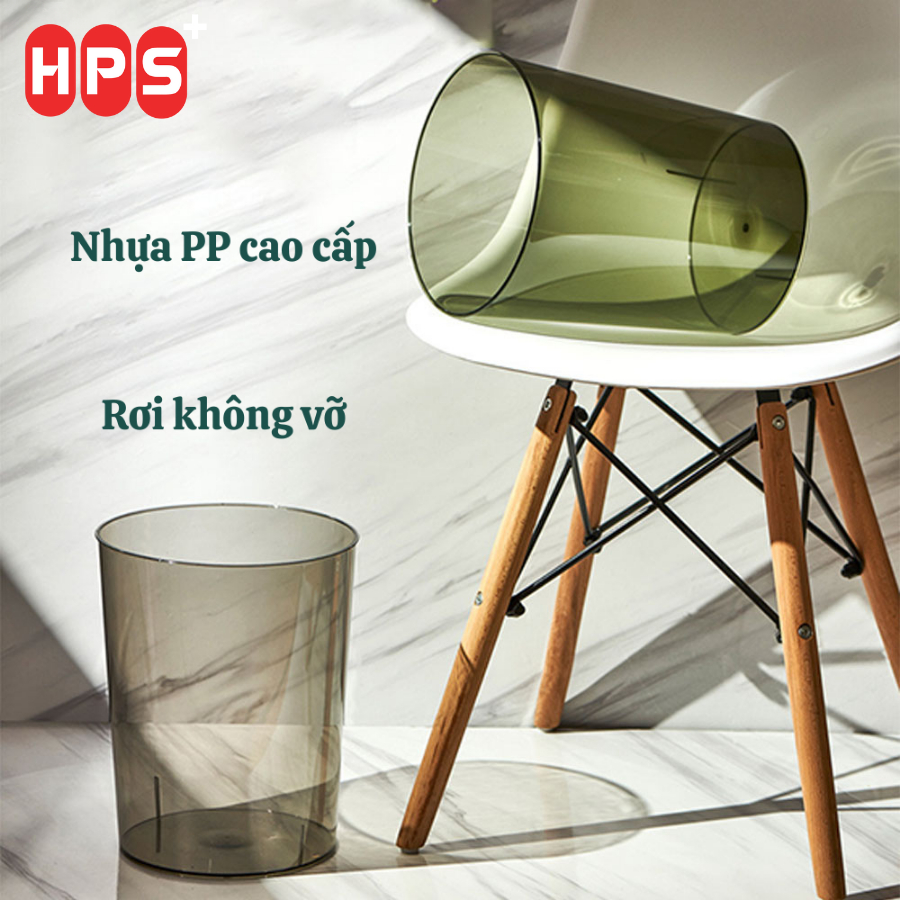 Thùng rác trong suốt đơn giản sang trọng, Xô trong suốt đa năng cắm hoa, đựng đồ, Thùng ướp lạnh đồ uống nhựa PET