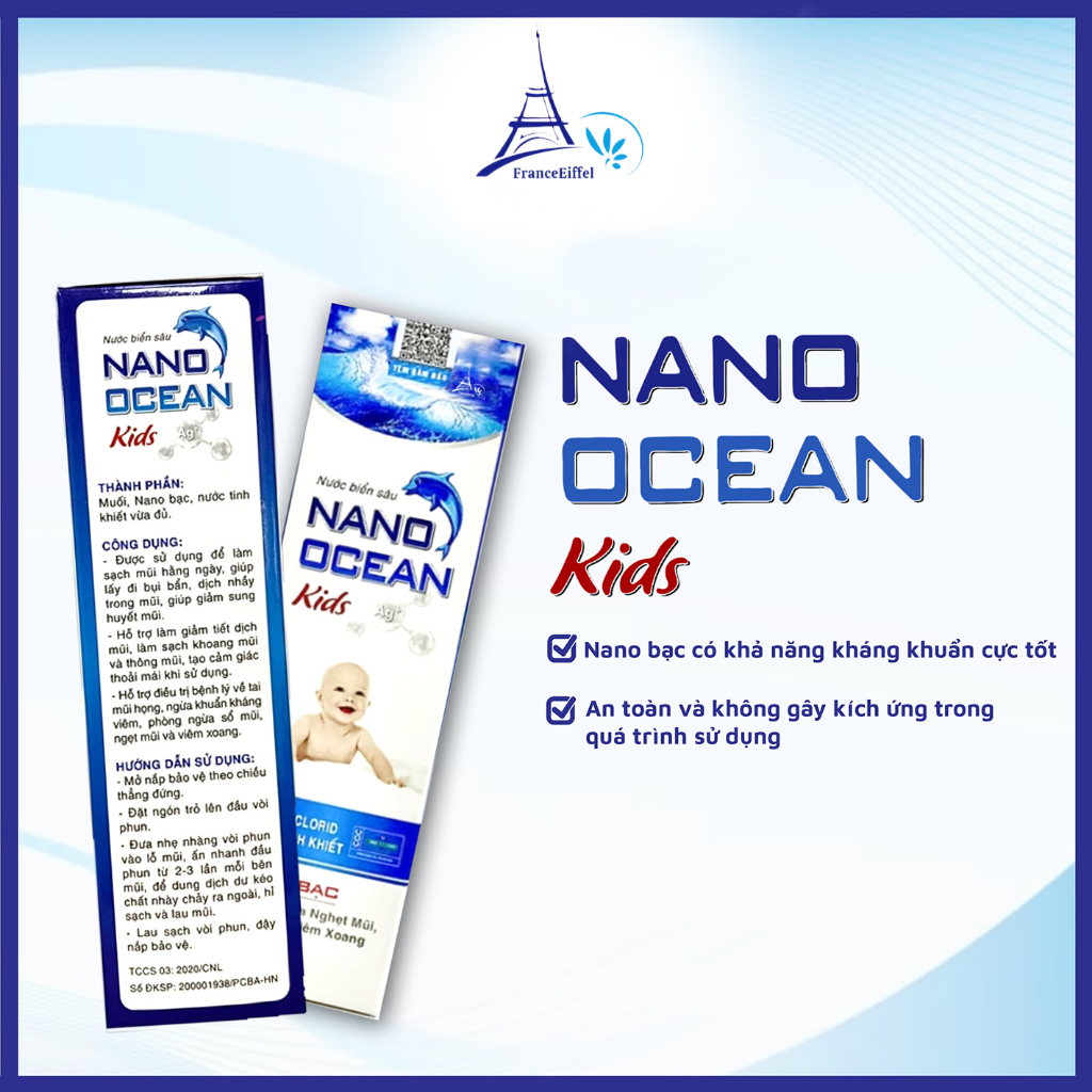 Nước Muối Biển Sâu Nano Ocean Kid - FranceEiffel Lọ 70ml