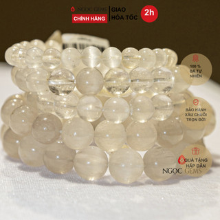 Vòng tay đá thạch anh tóc trắng b,trẻ trung,nữ tính - att - 9-14mm - ngọc gems