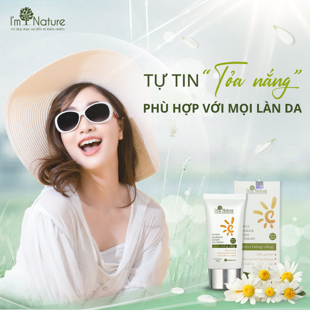 Kem Chống Nắng Giúp Bảo Vệ Da Khỏi Ttia UVB & UVA Nâng Tone Giảm Bóng Nhờn I'm Nature SPF50/PA+++ Perfect Sunblock 30gr