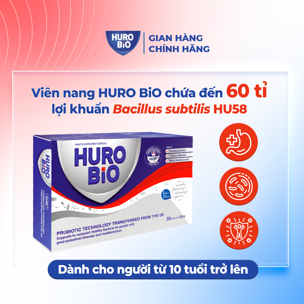 Men vi sinh cho người lớn Huro Bio giảm Táo bón, Đầy hơi, Chướng bụng