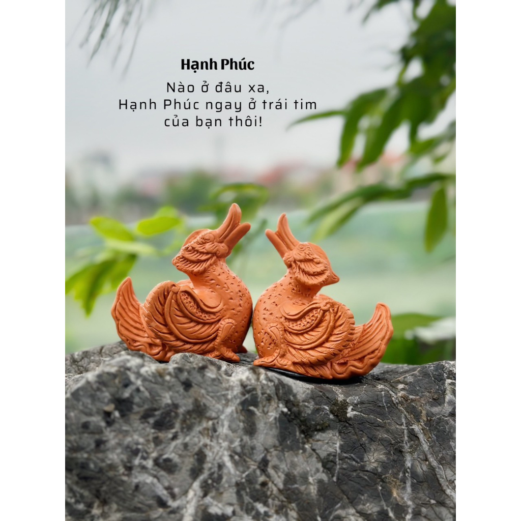 Tượng uyên ương quà tặng chất liệu gốm đất nung