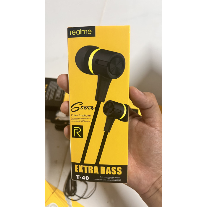 Tai nghe T-40 Realme Chất lượng tốt , có Mic , dây cao su