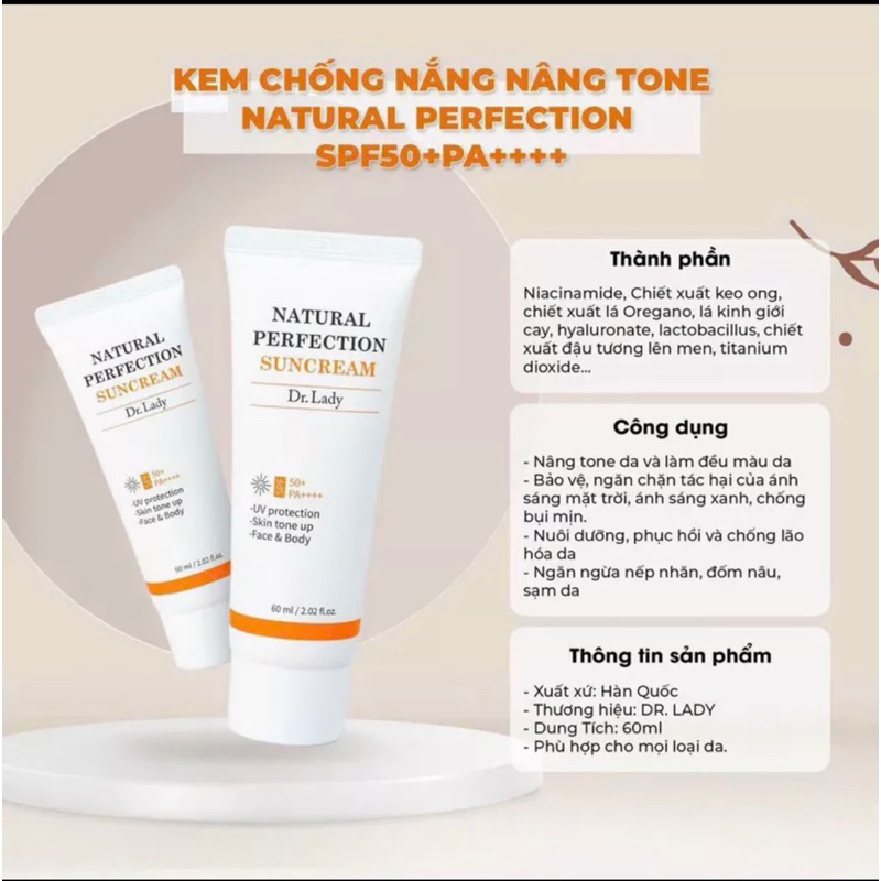 Kem chống nắng  Dr.Lady Suncream 60ml nâng tone  , kiềm  dầu