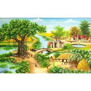 Tranh đính đá 5d tự đính - tranh quê hương tự đính full toàn bộ