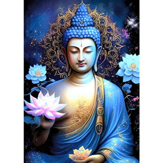 Tranh đính đá toàn bộ tự làm-Tranh PHẬT THÍCH CA MAU NI đẹp 5d