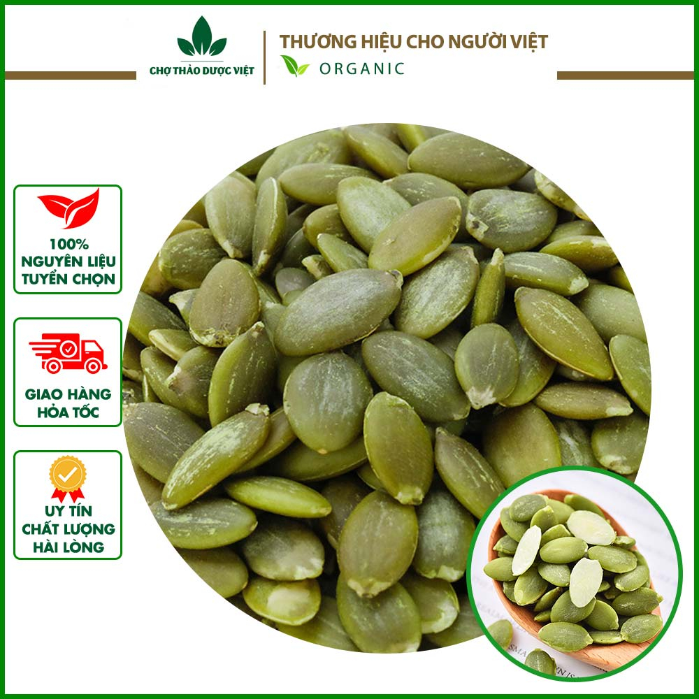 Nhân hạt bí xanh rang chín, bí xanh bóc vỏ ăn vặt healthy 100g - Chợ Thảo Dược Việt