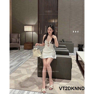 Váy Hai Dây Khoét Ngực Nơ Đá Hot Girl Sang Chảnh