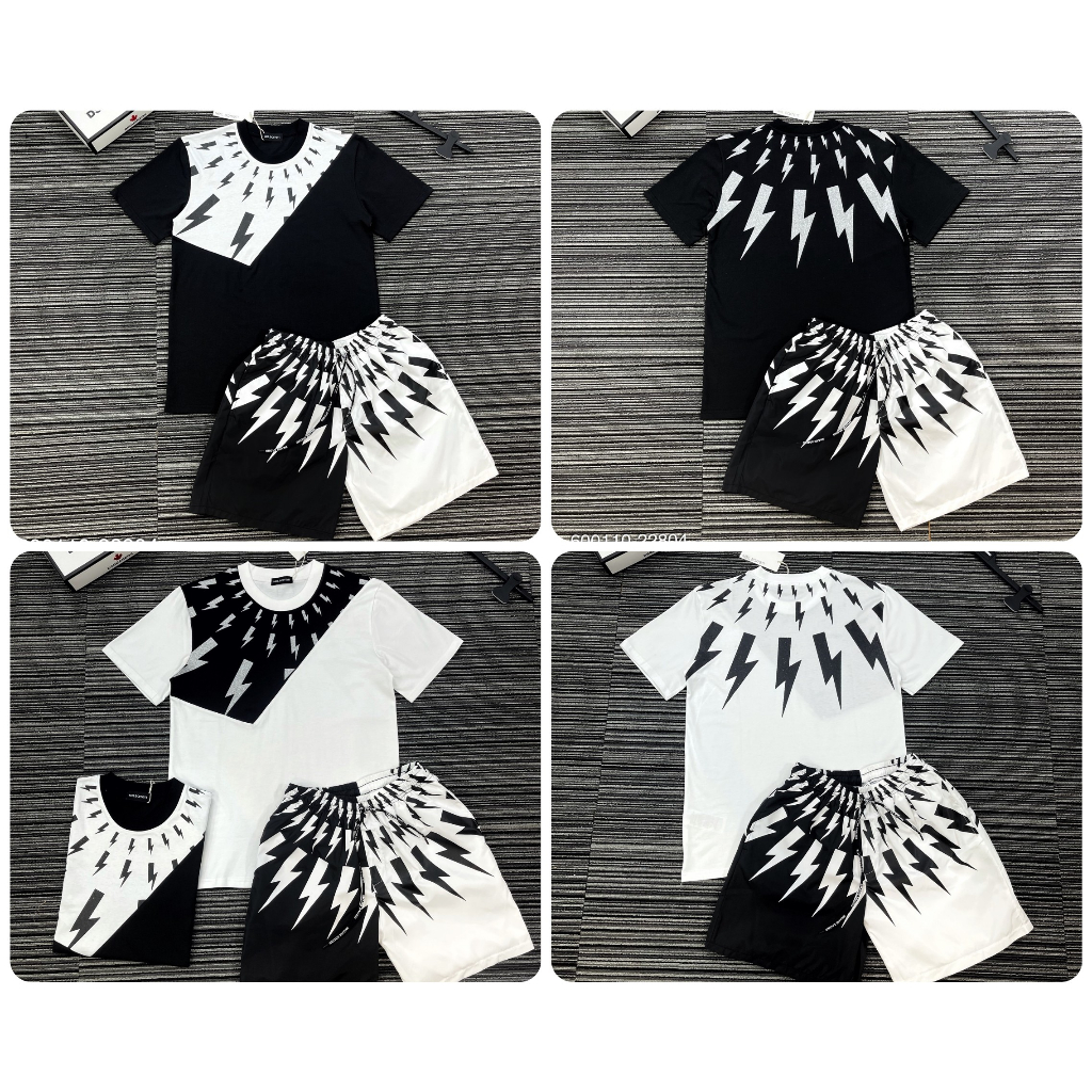 Bộ Quần Áo Nam In Hình Tia Sét Hai Mặt Siêu Đẹp - Bộ Quần Áo Nam In Tia Sét Phối Màu Cực Đỉnh