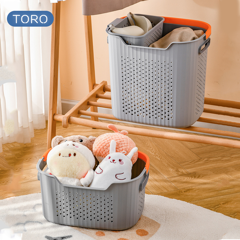 Giỏ đựng quần áo bẩn TORO kết hợp giỏ nhỏ đựng đồ lót, có quai xách nhựa PP cứng cáp thiết kế hiện đại