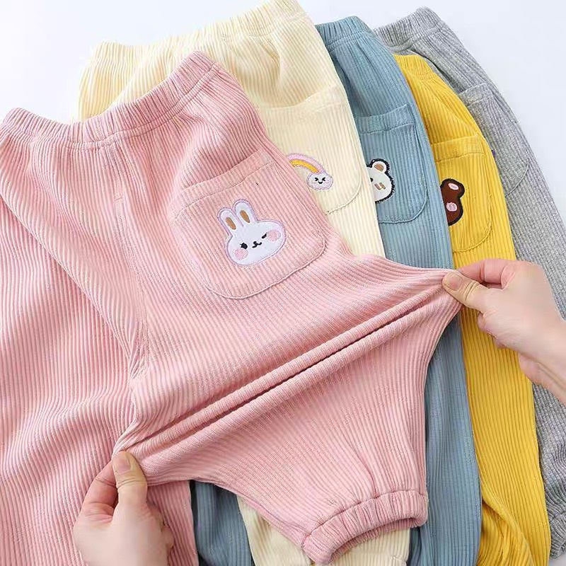 Quần bomber chất len tăm 5 màu thêu hình cực đẹp cho bé trai và bé gái 8 - 18kg