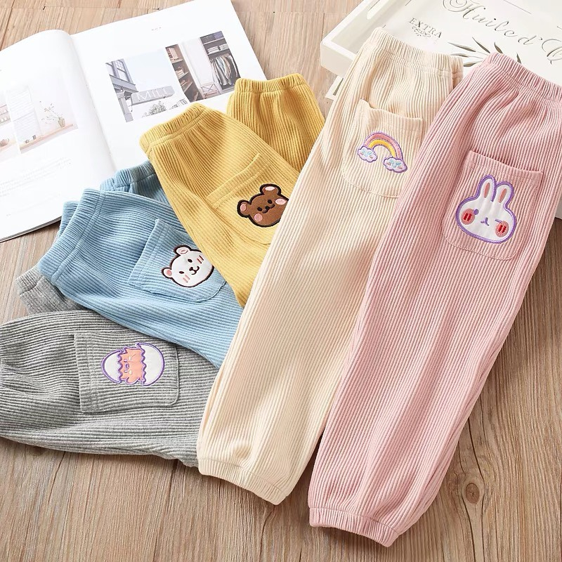 Quần bomber chất len tăm 5 màu thêu hình cực đẹp cho bé trai và bé gái 8 - 18kg