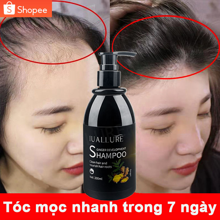 IUALLURE 💥Dầu gội gừng Dầu gội mọc tóc Giảm rụng tóc và kích thích mọc tóc gàu kiểm soát dầu Giảm khô tóc dưỡng 200mltóc