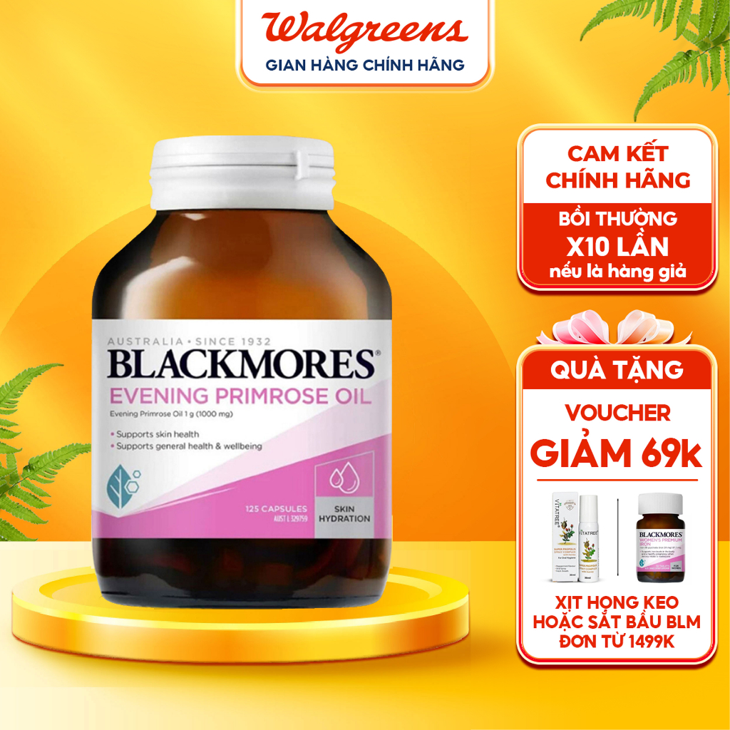 Tinh dầu hoa anh thảo điều hòa nội tiết, giúp đẹp da, tóc, móng Evening primrose oil 125 viên