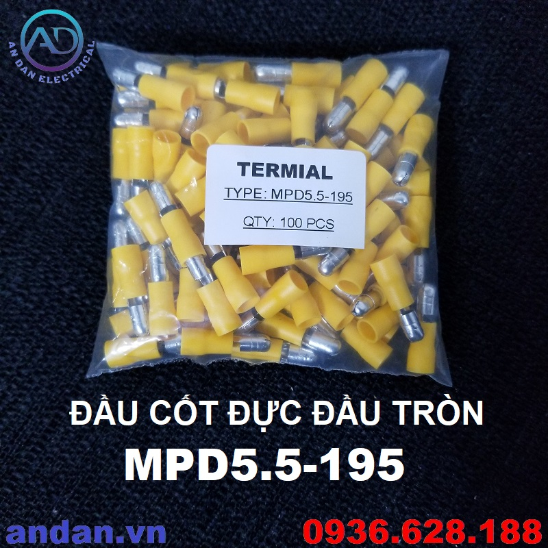 Đầu Cốt Đực Cái MPD 1.25-156 2-156 5.5-195, 100 cặp, Cốt âm dương đầu tròn, cosse bấm nối dây điện