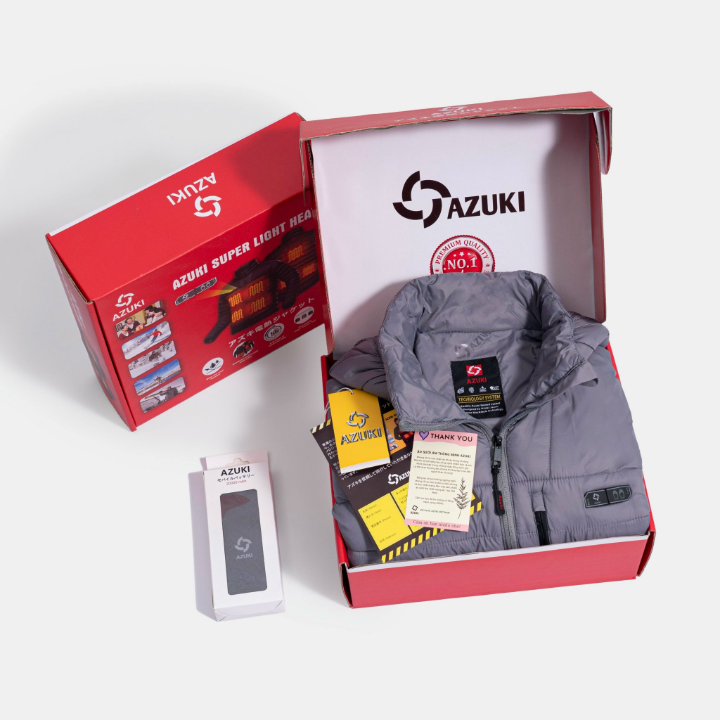 Bộ áo sưởi ấm AZUKI S01 Super light Pin 20000mah Mẫu Mới Nhất