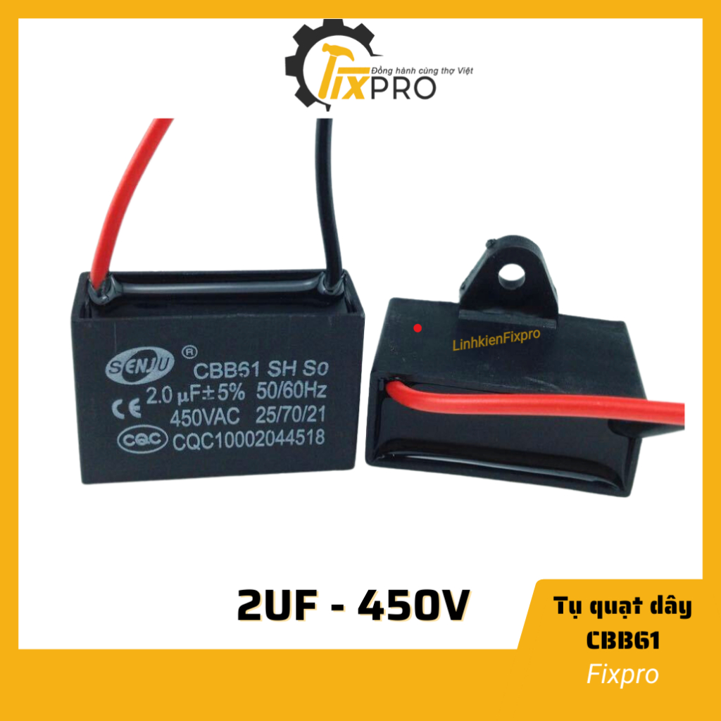 Tụ quạt 2uF dây SENJU CBB61 loại tốt