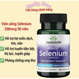 Viên uống Swanson Selenium 200mcg 90 viên hỗ trợ tuyến giáp, tuyến tiền liệt, tim mạch.