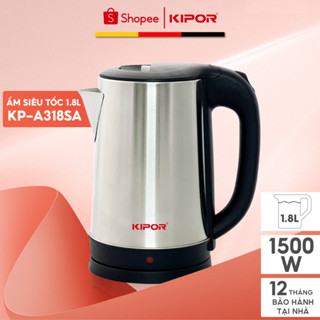 Ấm siêu tốc KIPOR KP-A318SA dung tích lớn 1.8L - 1500W - Hàng chính hãng - Bảo hành tại nhà 12 tháng
