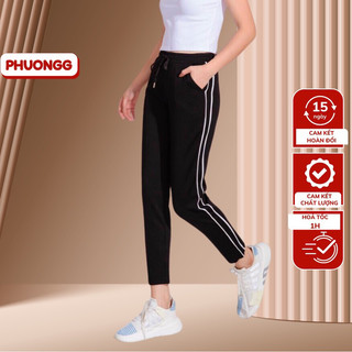 Quần jogger nữ PHUONGG sọc nhí, chất vải  mỳ Hàn dày dặn, dáng thể thao khỏe khoắn  co giãn đủ size 40-65kg