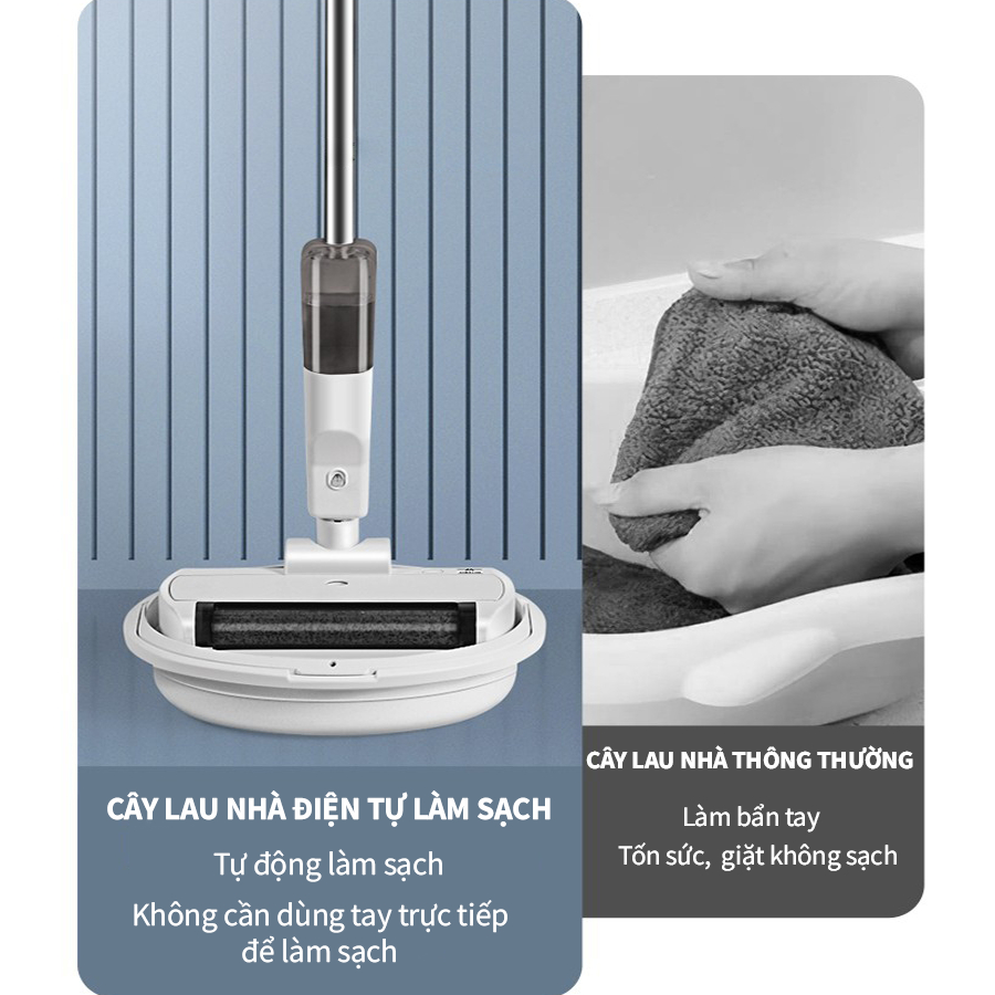 Máy lau sàn hút bụi ướt khô tràn viền không dây-Tự làm sạch