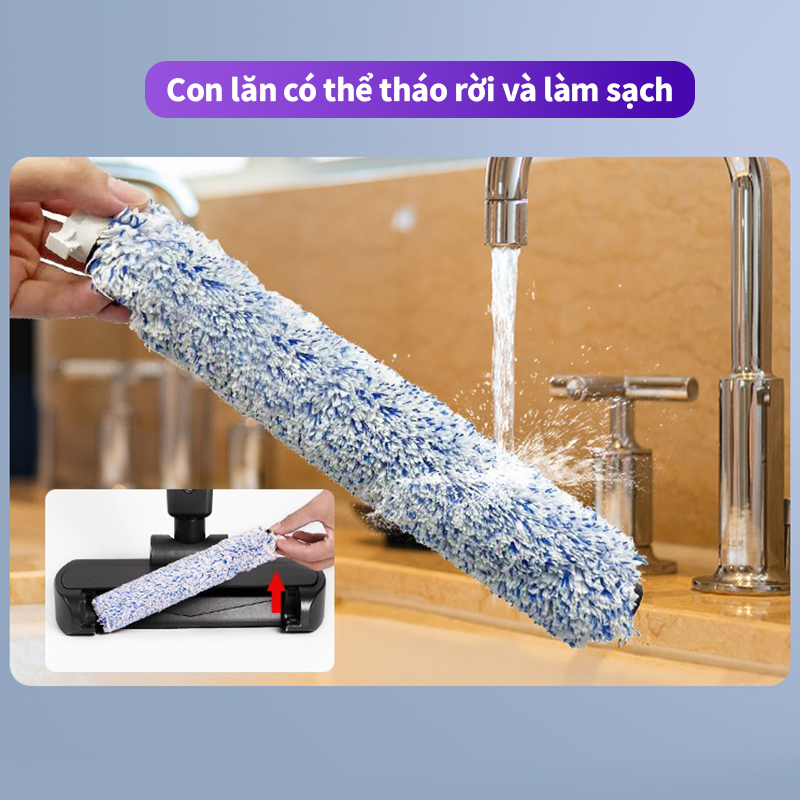 Máy lau sàn hút bụi ướt khô tràn viền không dây-Tự làm sạch