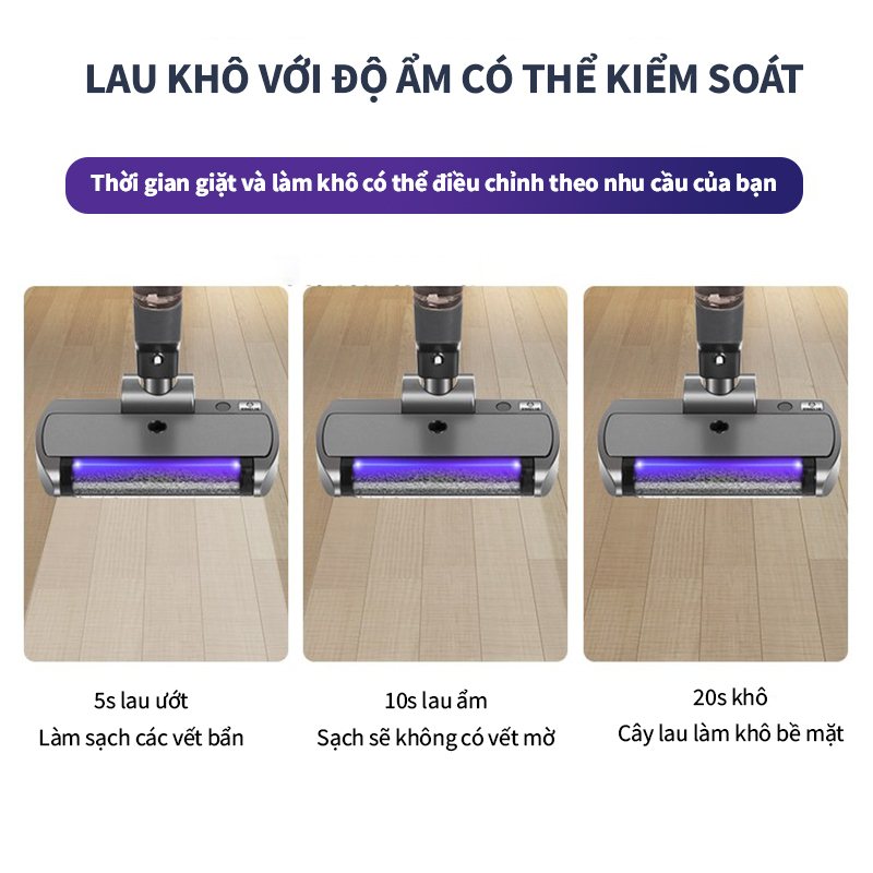 Máy lau sàn hút bụi ướt khô tràn viền không dây-Tự làm sạch
