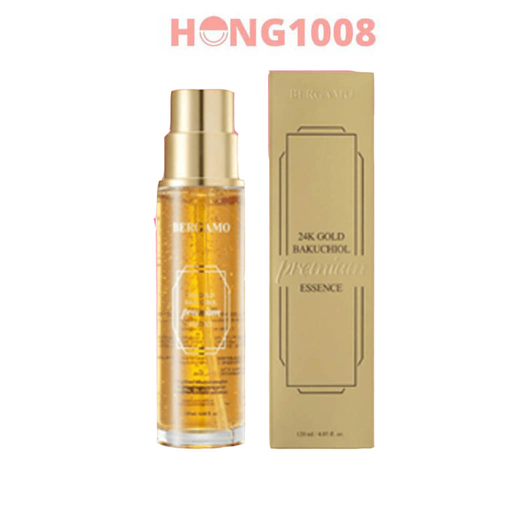 Tinh Chất Vàng Bergamo 120ml 24k Gold Bakuchiol Premium Essence hỗ trợ Dưỡng trắng, dưỡng ẩm shop Hong1008