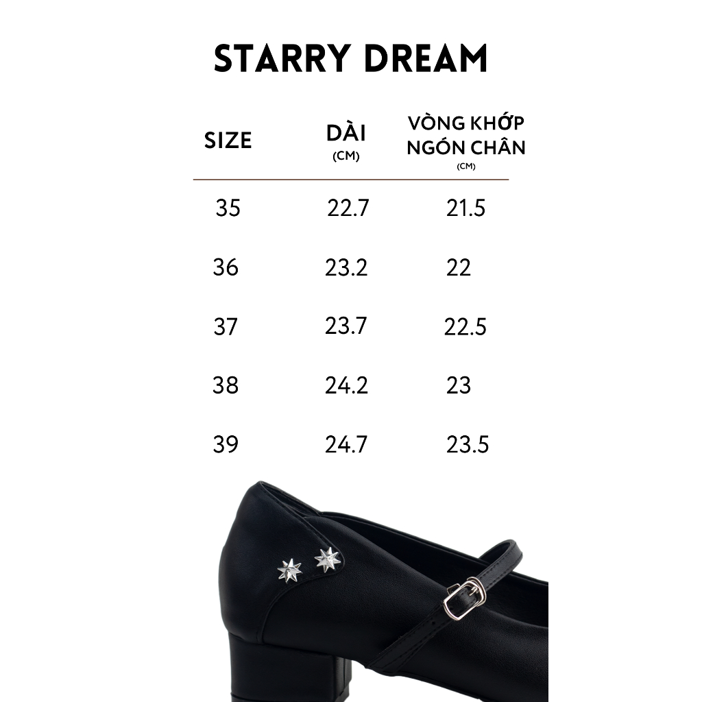 TWOWALK: Starry Dream - Giày Nữ Mary Jane Da Microfiber Cao Cấp - Màu Kem/ Đen - 3cm