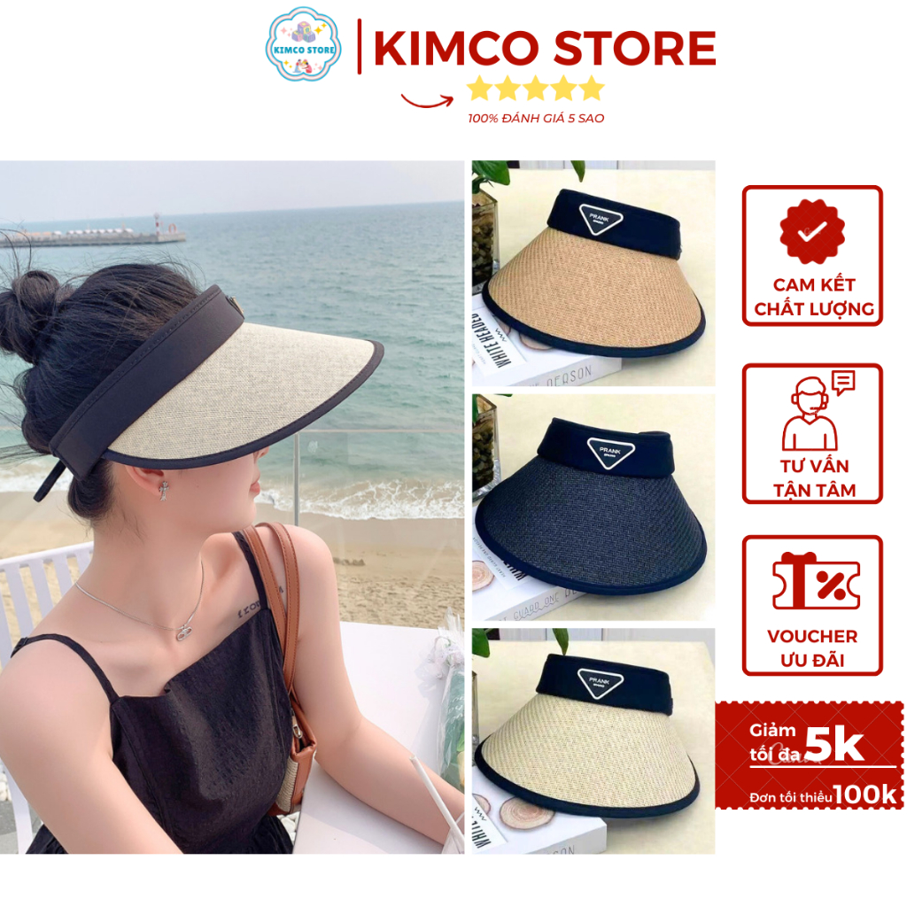 Mũ cói nửa đầu cho nữ hot trend mùa hè, nón rộng vành che nắng chống tia UV
