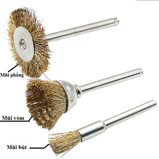 Chổi đánh rỉ mini, Chổi đánh rỉ sắt sợi đồng trục 3mm, Chổi đánh rỉ lắp máy khoan