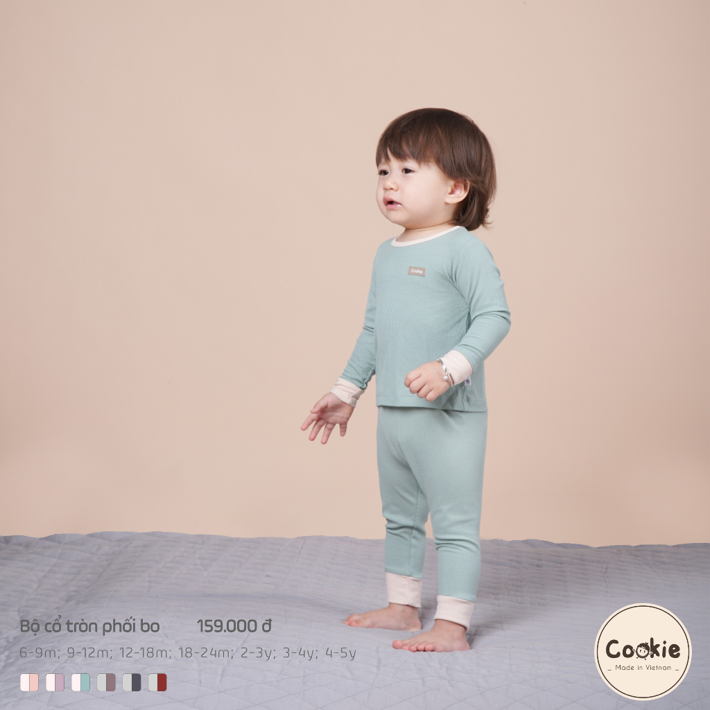 [COOKIE] Bộ cổ tròn phối bo cho bé size từ 6-9m đến 4-5y