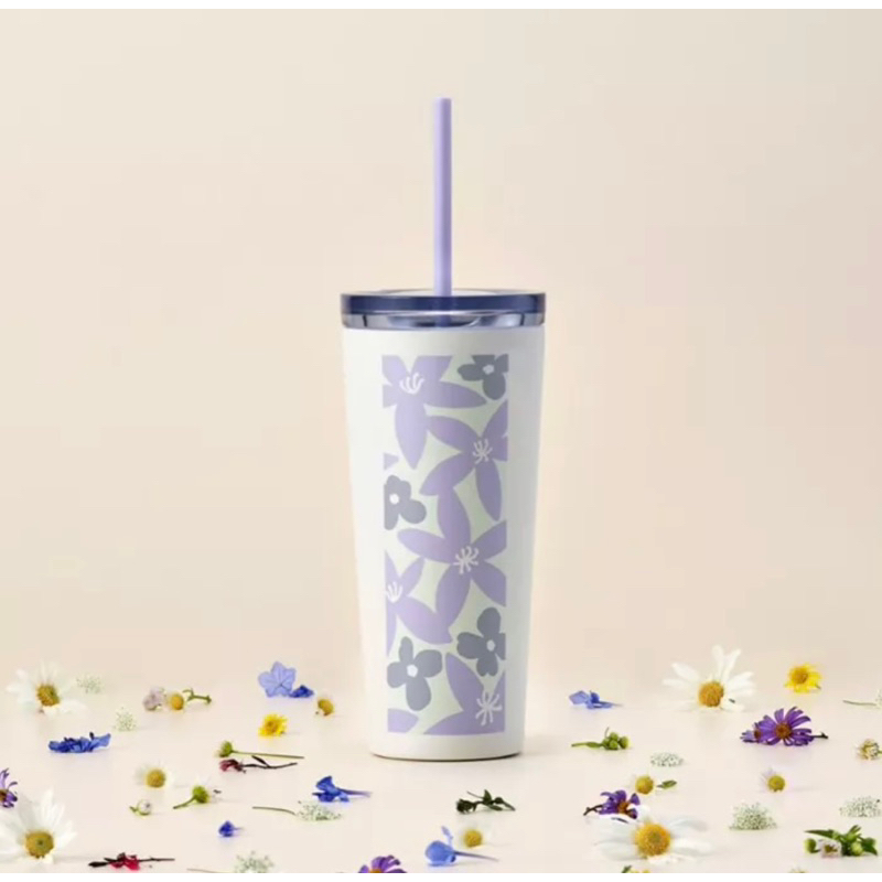 [Chính Hãng][Limited]Ly Starbucks Cold Cup 16 fl. oz/ 473ml BIG FLWR PURPLE WHITE