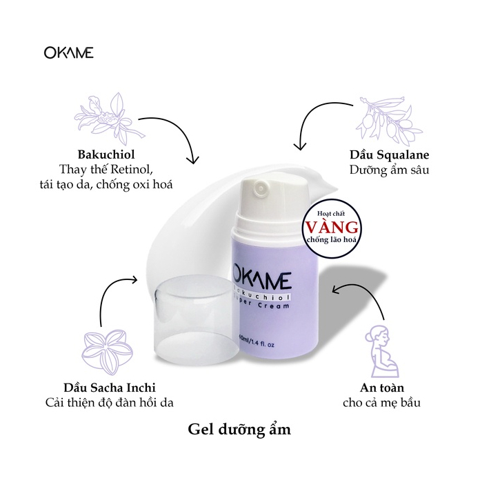 Kem dưỡng chống lão hoá, săn chắc da Okame Bakuchiol Super Cream 40ml