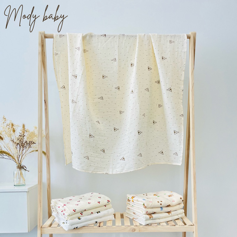 Khăn xô tắm cho bé Vải muslin cao cấp 2 lớp mềm mịn, dày dặn, Thấm hút tốt, An toàn cho da trẻ (125x105cm) - Mody Baby