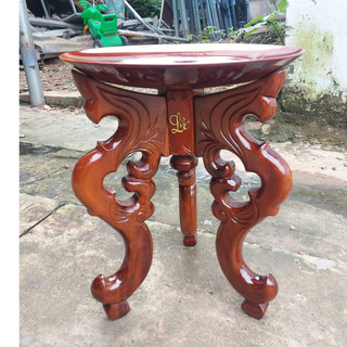Chò gỗ 3 chân + đĩa trái cây thờ cúng chạm khắc hoa văn cao 30-35-40cm hàng dày dặn