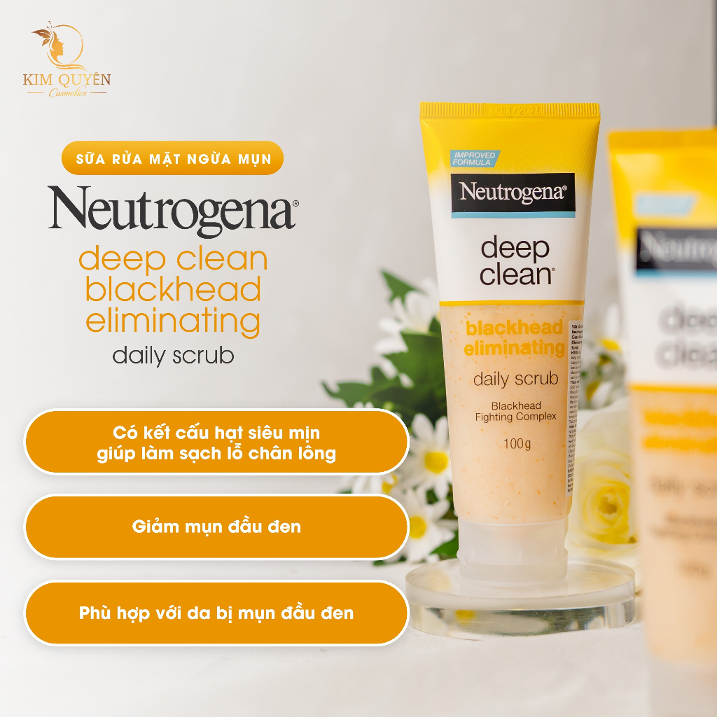 Sữa rửa mặt Neutrogena Deep Clean Blackhead Eliminating Daily Scrub 100g - ngừa mụn đầu đen