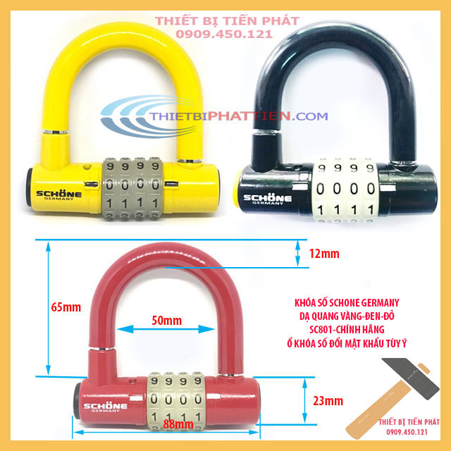Ổ Khoá Số Chữ U SCHONE GERMANY SC-801 Dạ Quang Đổi Mật Khẩu Tùy Ý