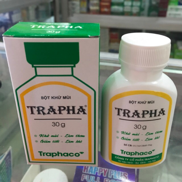Bột khử mùi TRAPHA Lọ 30g Bột khử mùi hôi chân, hôi giày, hôi nách